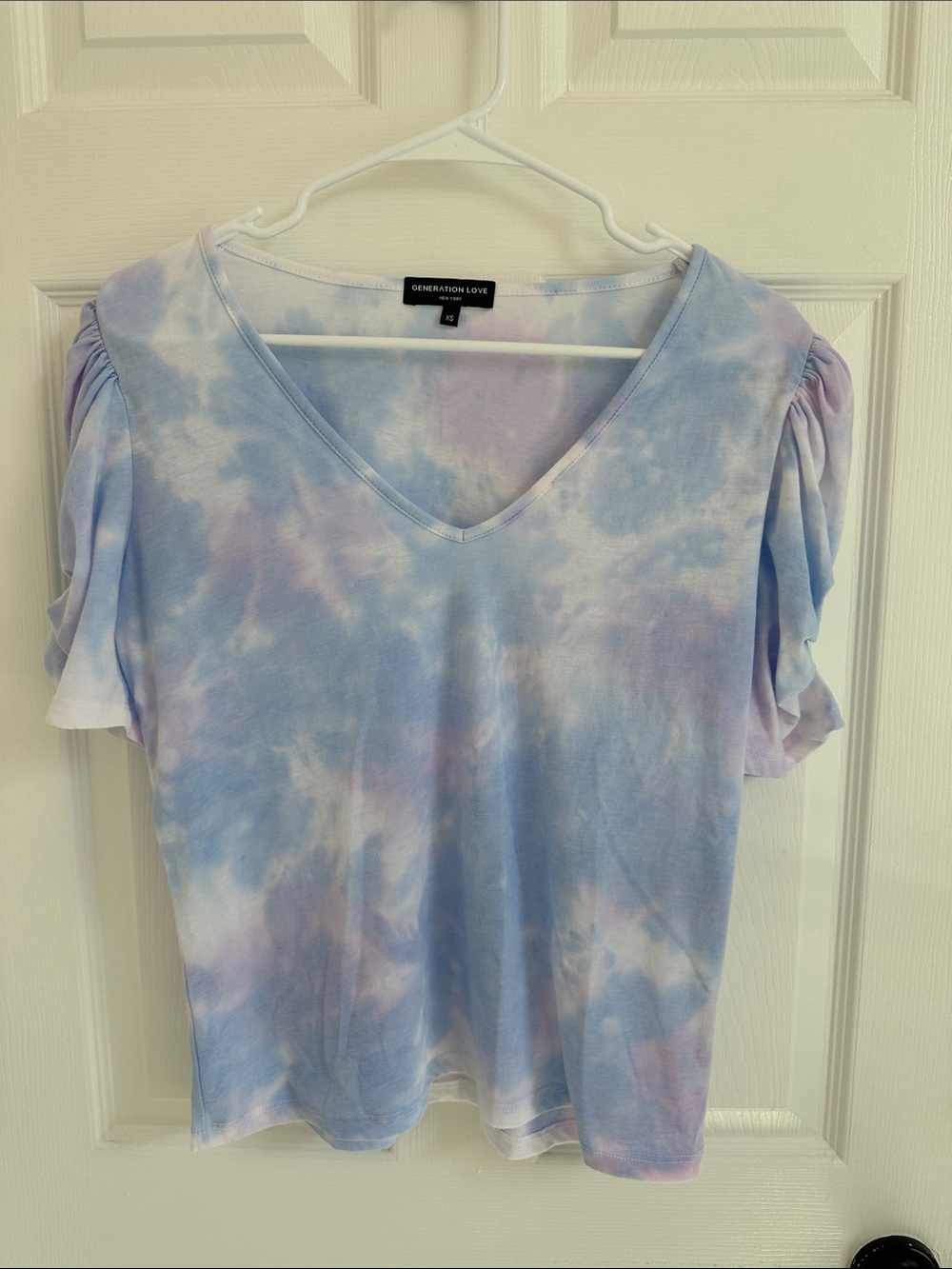 Generation Love Blue & Lavender Tie-Dye V-Neck Top